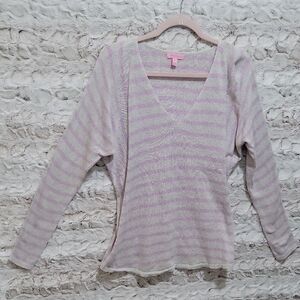 Lilly Pulitzer Womens M STASIA SWEATER Heathered Lilac Verbena Serene stripe